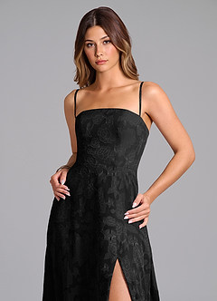 Azazie Wren Bridesmaid Dresses Black A-Line Strapless Floral Burnout Dress image2