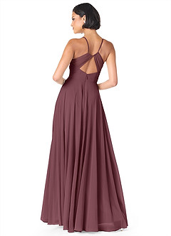 Azazie Avelina Bridesmaid Dresses Sangria A-Line V-Neck Pleated Chiffon Dress image2