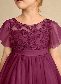 Azazie Queenie Robe Demoiselle D'honneur Fillette Robe Trapèze en Dentelle Mûre image4