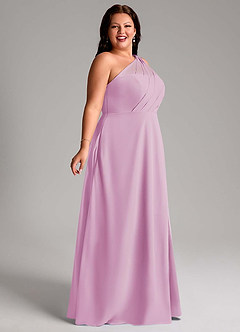 Azazie Phaedra Bridesmaid Dresses Candy Pink A-Line One Shoulder Chiffon Dress image9