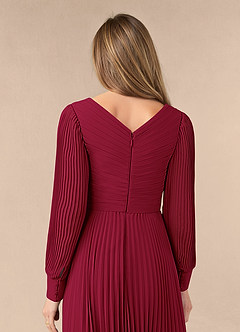 Azazie Zina Mother of the Bride Dresses Burgundy A-Line Pleated Chiffon Dress image6