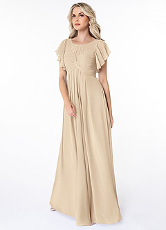 Azazie Lily Final Sale Empire Pleated Chiffon Floor-Length Dress image4