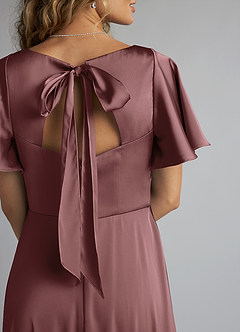 Azazie Kimber Bridesmaid Dresses Vintage Mauve A-Line Ruched Stretch Satin Dress image5