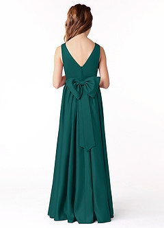 Azazie Hathaway Junior Peacock A-Line Bow Matte Satin Dress image2