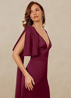 Christian Siriano Bridal for Azazie 1011 Bridesmaid Dresses Mulberry Mermaid Bow Stretch Satin Dress image8