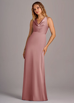 Azazie Wrenlee Bridesmaid Dresses Dusty Rose A-Line Stretch Satin Dress image5