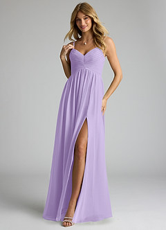 Azazie Alia Bridesmaid Dresses Lilac A-Line Pleated Chiffon Dress image3