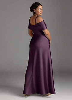 Azazie Milton Mother of the Bride Dresses Plum A-Line Pleated Stretch Satin Dress image4