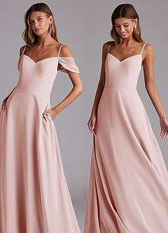 Azazie Marley Bridesmaid Dresses Blushing Pink A-Line Off the Shoulder Chiffon Convertible Dress image7
