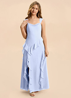 Azazie Sloane Junior A-Linie Herzausschnitt Chiffon Kleid Eis image6
