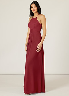 Azazie Sarah Brautjungfernkleider Empire Plissee Chiffon Kleid Granatapfelrot image4