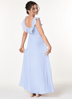 Azazie Jinny Junior Ice A-Line Ruched Chiffon Dress image2
