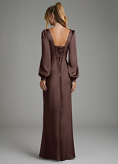 Azazie Brianna Brautjungfernkleider Meerjungfrau-Linie Korsett Stretch-Satin Kleid Ganache image7
