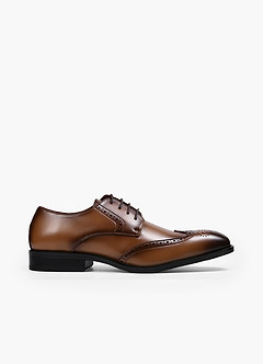 front Brown Leather Wingtip Oxford Dress Shoes