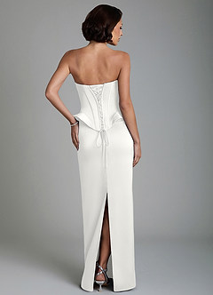 Azazie Harlow Bridesmaid Dresses White Sheath Corset Stretch Satin Dress image2