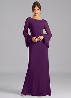 Azazie Leone Final Sale Grape Mermaid Corset Chiffon Dress image3