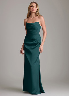 Azazie Lucille Bridesmaid Dresses Pine Mermaid Strapless Stretch Satin Convertible Dress image1