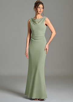 Azazie Kieryn Bridesmaid Dresses Pistachio Mermaid Pleated Chiffon Dress image1
