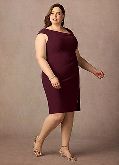 Azazie Cecily Kleider für die Brautmutter Etui Stretch-Krepp Kleid Cabernetrot image10