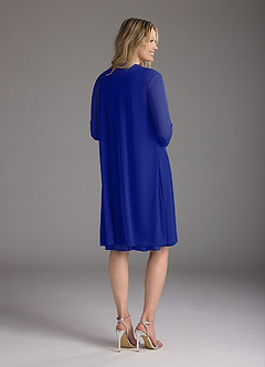 Azazie Sunny Abiti per la Madre della Sposa Abito A-Line in Maglia Plissettato Blu Reale image4