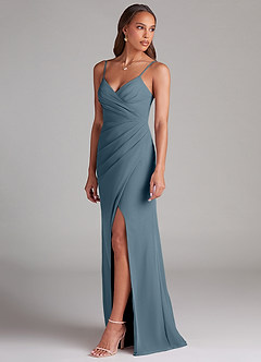 Azazie Maci Bridesmaid Dresses Twilight Sheath Pleated Chiffon Dress image3