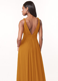 Azazie Maren Bridesmaid Dresses Butterscotch A-Line Pleated Chiffon Dress image5