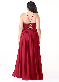 Azazie Aaida Bridesmaid Dresses Scarlet A-Line Corset Chiffon Dress image8
