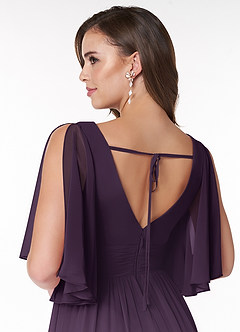 Azazie Temeka Bridesmaid Dresses Plum A-Line Ruched Chiffon Dress image5