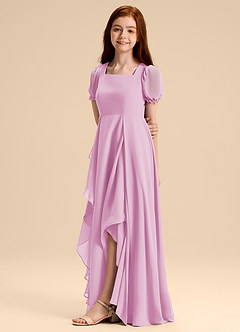 Azazie Priya Junior Vestido de Rosa Caramelo de Gasa de Corte en A con Blusón image4