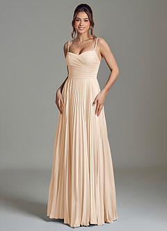 Azazie Catie Brautjungfernkleider A-Linie Herzausschnitt Chiffon Kleid Alabaster Weiß image1