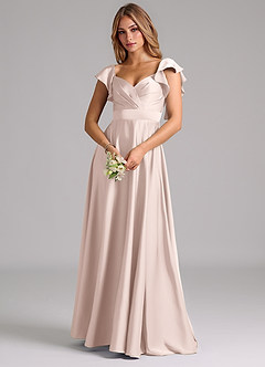 Azazie Leilani Bridesmaid Dresses Blushing Pink A-Line Ruched Stretch Satin Dress image6