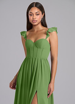 Azazie Denisse Suknie dla druhen Linia A Marszczony Szyfon Do ziemi Sukienka image6