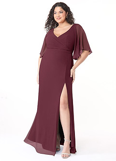 Azazie Cierra Bridesmaid Dresses Cabernet A-Line V-Neck Chiffon Dress image9