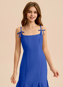 Azazie Evey Junior Royal Blue Mermaid Pleated Chiffon Dress image6