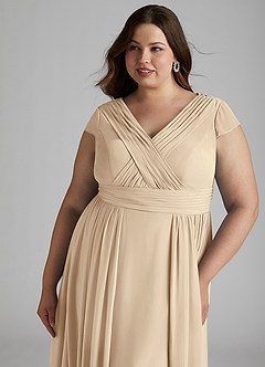 Azazie Organa Bridesmaid Dresses Champagne A-Line Pleated Chiffon Dress image11