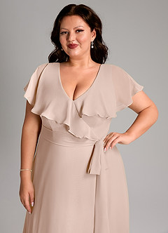 Azazie Lainey Bridesmaid Dresses English Rose A-Line with Pockets Chiffon Dress image13