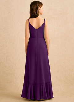 Azazie Amiah Girls Formal Robe Demoiselle D'honneur Fillette Robe Trapèze en Mousseline de soie Rayé Grain De Raisin image2