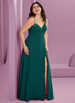 Barbie ♥ Azazie Bridesmaid Dresses Peacock A-Line with Pockets Chiffon Dress image3
