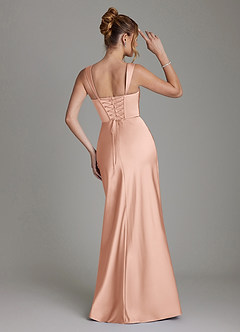 Azazie Agustina Robes de demoiselle d'honneur Robe Sirène en Satin extensible Corset Or Rose image2