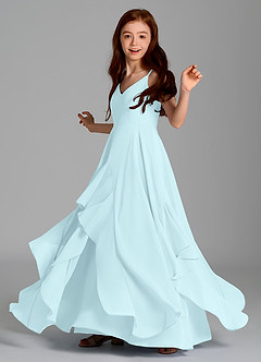 Azazie Karan Junior Robe Trapèze en Mousseline de soie Bleu Nuage image5