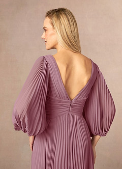 Azazie Zahara Mother of the Bride Dresses Vintage Mauve A-Line V-Neck Pleated Chiffon Dress image6