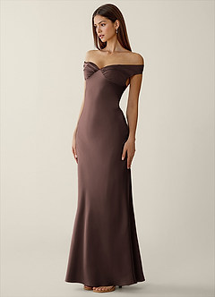 Gwendonme Truffle Satin Crystal Linen Prom Dress image3