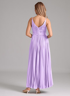 Azazie Raychelle Bridesmaid Dresses Lilac A-Line Pleated Stretch Satin Dress image4