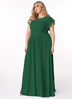 Azazie Daphne Modest Bridesmaid Dresses A-Line Ruffled Chiffon Floor-Length Dress image8