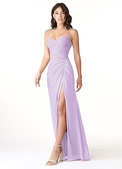 Azazie Reneya Bridesmaid Dresses Lilac Mermaid Bow Mesh Dress image3