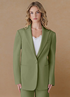 front Amelia Pistachio Refined Weave Performance Oversized Blazer