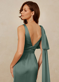 Christian Siriano Bridal for Azazie 1011 Bridesmaid Dresses Sea Moss Mermaid Bow Stretch Satin Dress image4