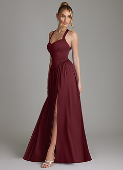 Azazie Francis Bridesmaid Dresses Cabernet A-Line Corset Stretch Satin Dress image6