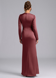 Azazie Valerie Bridesmaid Dresses Amethyst Mermaid Long Sleeve Stretch Satin Dress image2