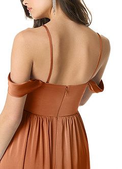 Azazie Morana Final Sale Amethyst A-Line Off the Shoulder Stretch Satin Convertible Dress image9